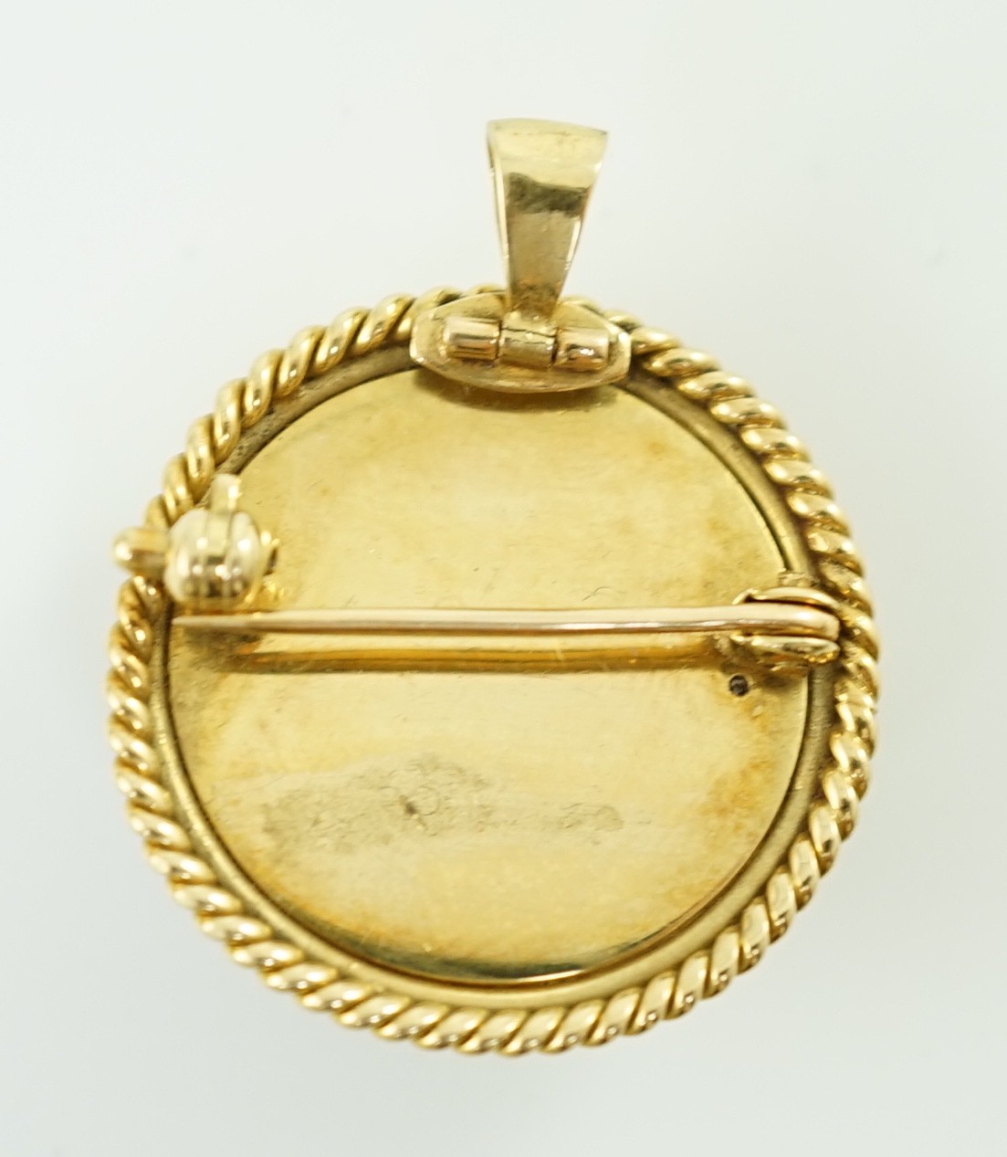 A Victorian gold mounted Essex crystal pendant brooch, decorated with head of a boxer dog